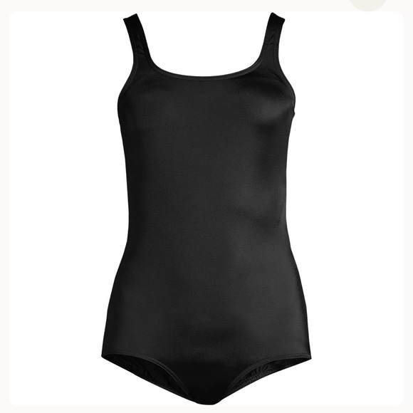 Lands end Tugless Low Leg One Piece Swimsuit black tummy control - Picture 8 of 8